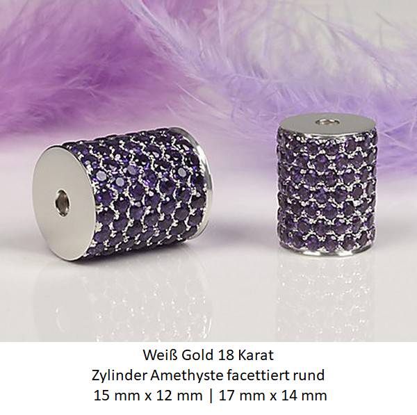 Amethyst Weiß Gold Zylinder